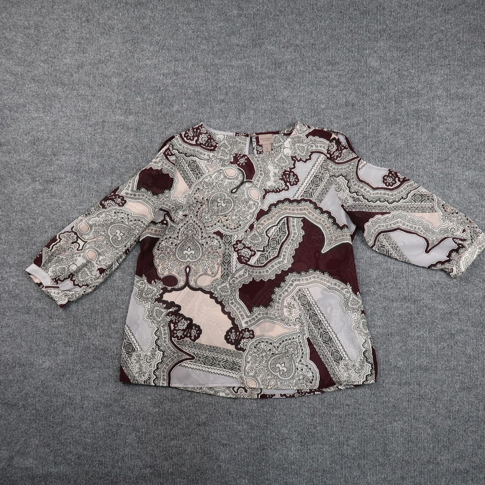 Chicos EasyWear Blouse Womens 1 Paisley Print 3/4 Sleeve‎ Lightweight Top Shirt